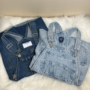 Set of 2 Gap Old Navy Blue Distressed Denim Overalls